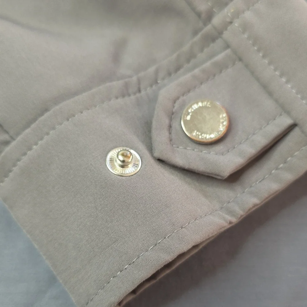 Michael Kors Jacket Womens S Gray Hooded Zip Quilted Shoulders Parka